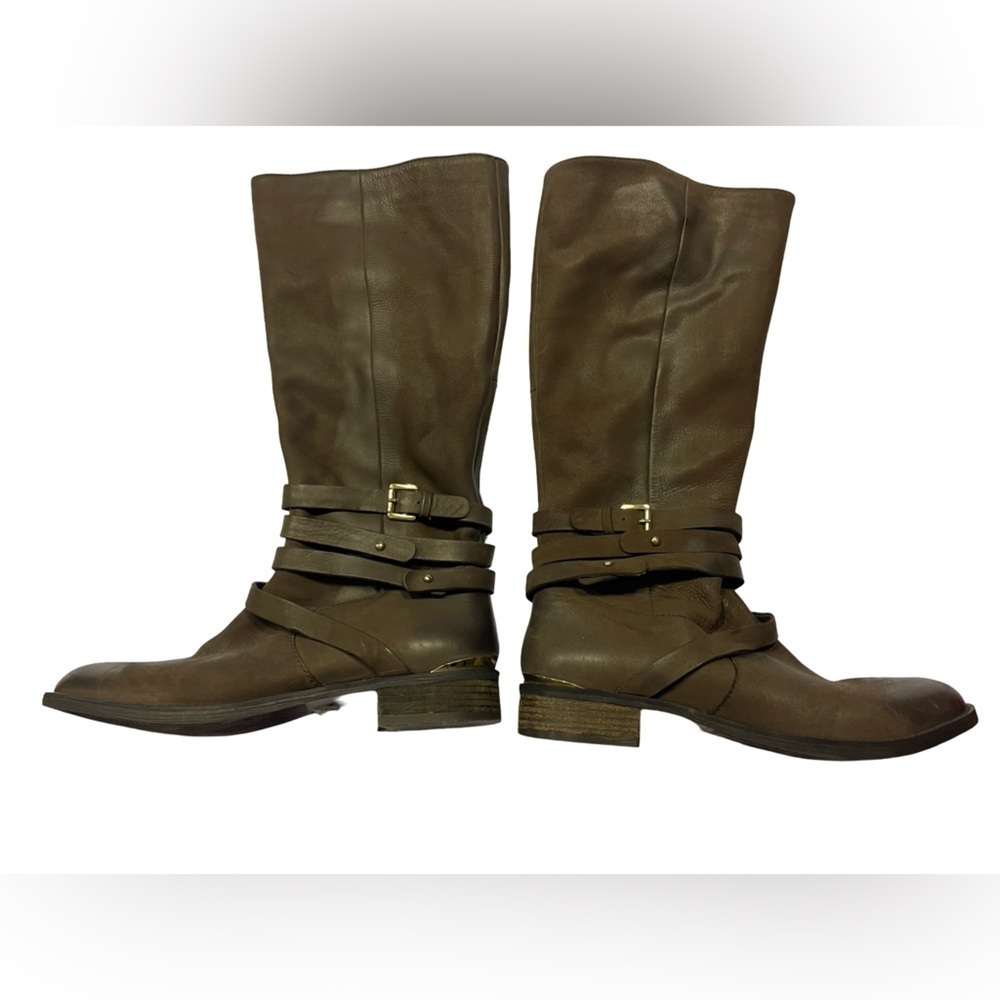 Steve Madden Womens Albany Brown Leather Riding Boots Size 10